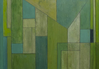 Framed geometric abstract oil, cold wax and Marble dust composition by Stephen Cimini