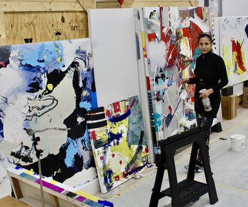 Artist Anne Marchand in her studio