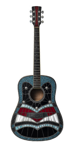 guitar with mosaic decorative design
