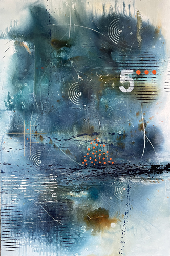 colorful blue abstract acrylic painting