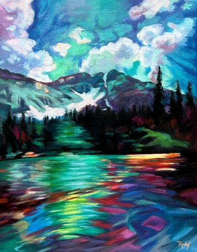 fantasy landscape in bold colors