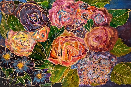 silk painting of flowers