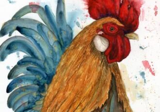 rooster watercolor by Susan Arneson