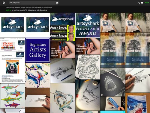 search results for ArtsyShark on haveibeentrained.com