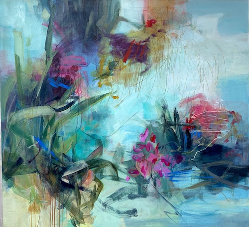 softly colored abstract floral painting