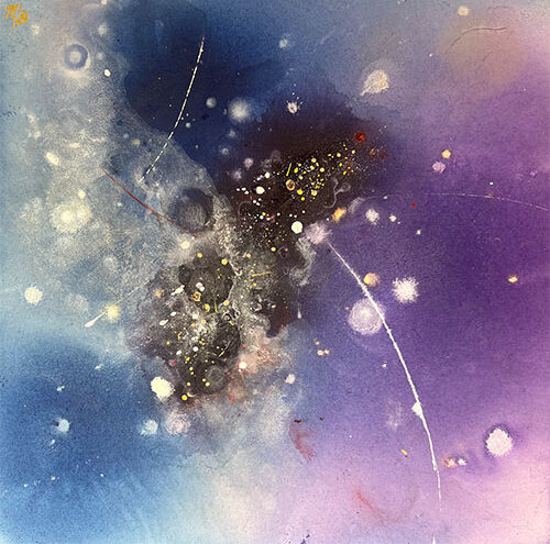 acrylic abstract layered painting of space