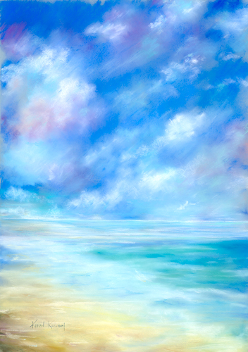 pastel landscape vibrant beach scene