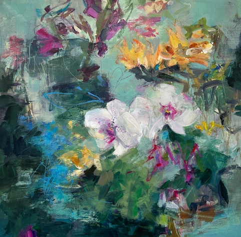 floral painting in acrylics