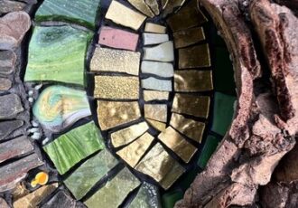 closeup detail photo of mixed media mosaic