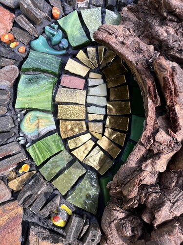 closeup detail photo of mixed media mosaic