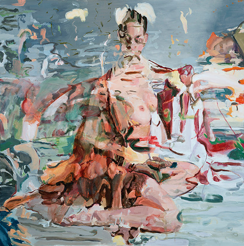 abstracted painting of a woman in a veil