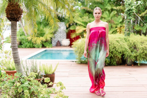 digitally printed silk dress