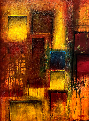 bold and vibrant geometric abstract painting