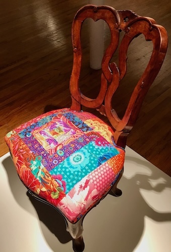 handmade textile collage upholstery on a chair