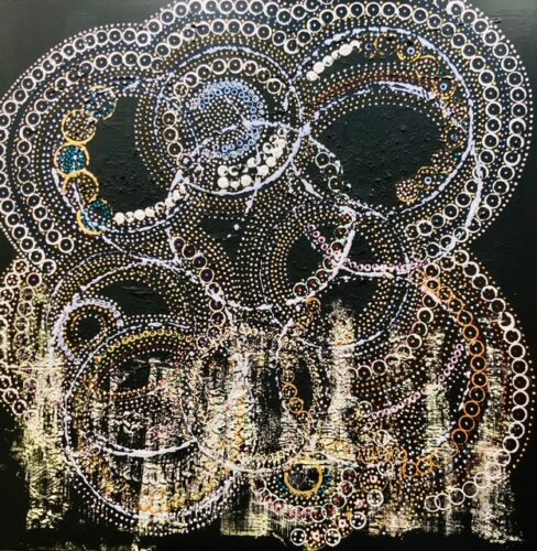 black and white abstract painting