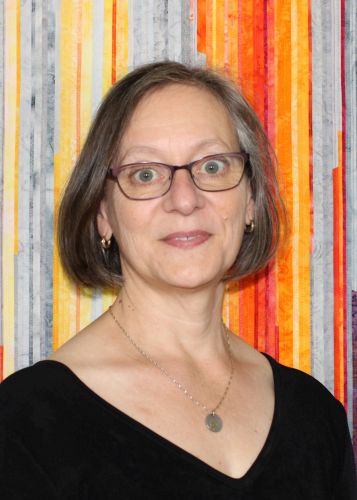 Artist Christine Hager-Braun with her fiber art