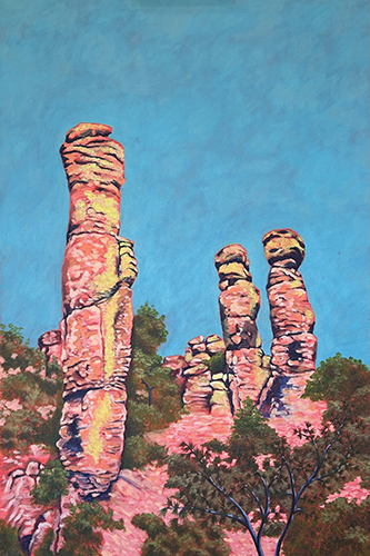 southwestern landscape painting of Chiricahua Spires