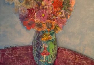 mixed media floral painting by Cindy Kornet