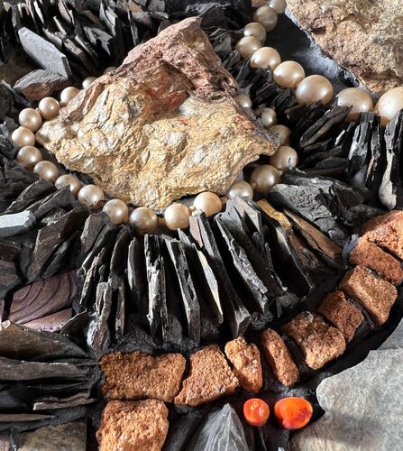 detail of handmade mixed media mosaic