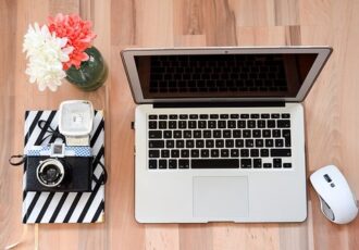 a computer on a desk
