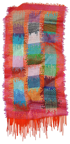 large sculptural art made of woven house paint