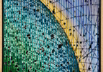 intriguing colorful abstract in mixed media