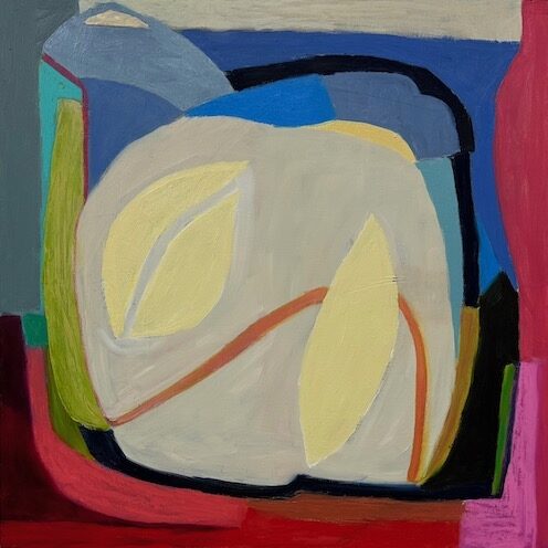 Abstract painting with leaves by Donna Horn