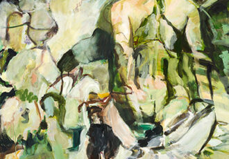 Abstracted painting of a woman back view