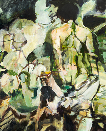 Abstracted painting of a woman back view