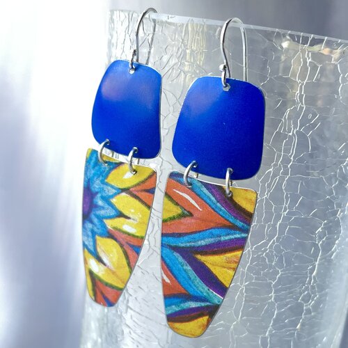 earrings made from upcycled tin