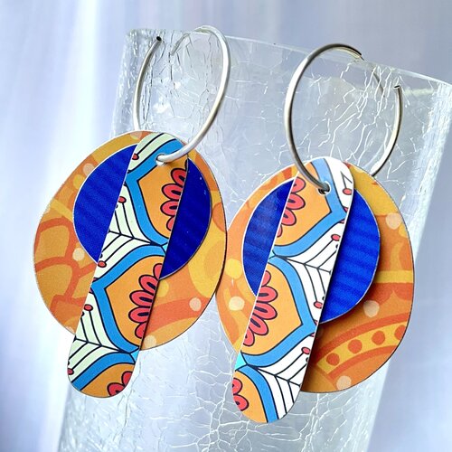 upcycled tin earrings, handmade