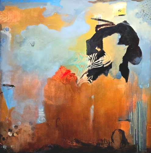 abstract layered oil painting