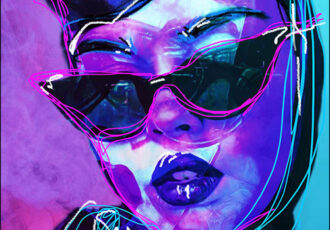 digital portrait of a woman in a scarf