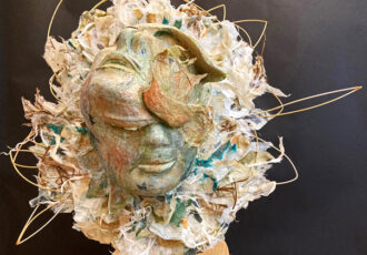 handmade mixed media rice paper mask