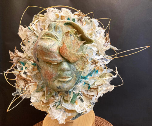 handmade mixed media rice paper mask