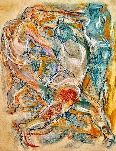 figure study in pastel and charcoal