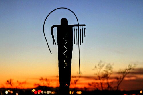 Southwest sculpture kachina made with steel and copper