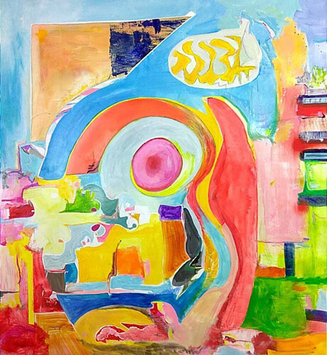 abstract whimsical landscape painting