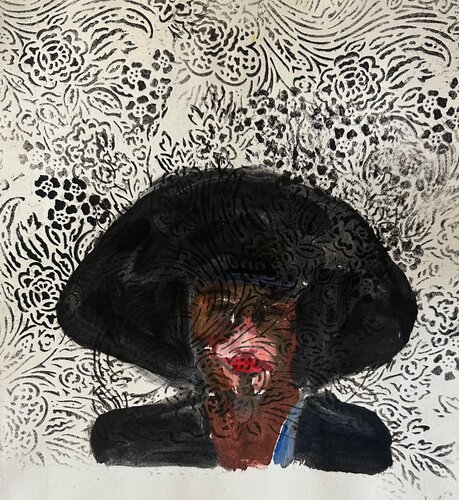 Monoprint portrait of a woman