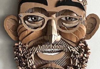 cardboard portrait sculpture
