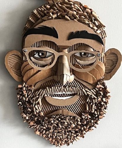 cardboard portrait sculpture