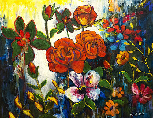 oil painting of a garden scene