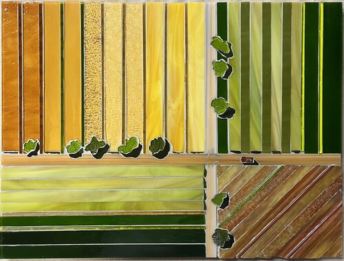 glass mosaic aerial view of farmland