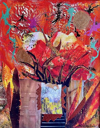 colorful mixed media abstract art