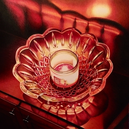 “Glass Ember” Colored Pencil on Bristol Paper, 13” x 13”by artist David Hoque. See his portfolio by visiting www.ArtsyShark.com