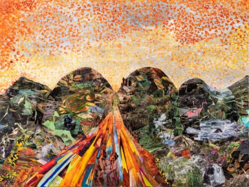 mixed media collage on canvas