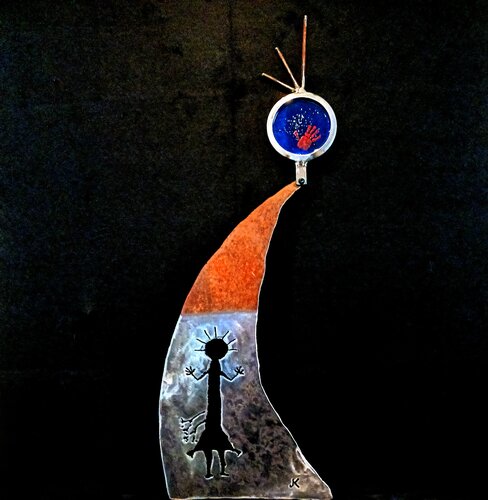 kachina sculpture made with salvaged steel