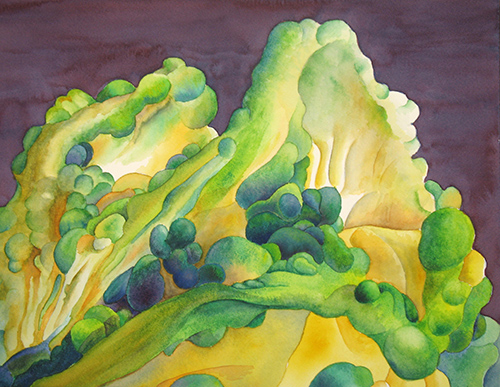 watercolor painting of a colorful gourd