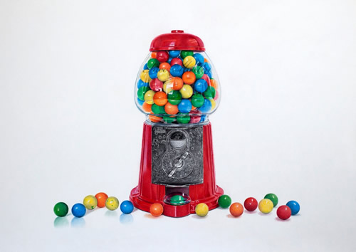 colored pencil drawing of gumball machine