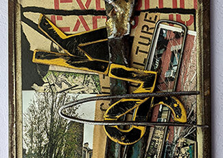 mixed media found object wall sculpture